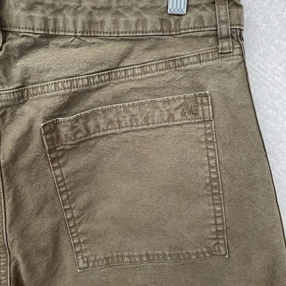 American Eagle X Ziegler HIGH RISE BAGGY WIDE LEG Pants 12 Short Olive Stretch - Picture 6 of 12